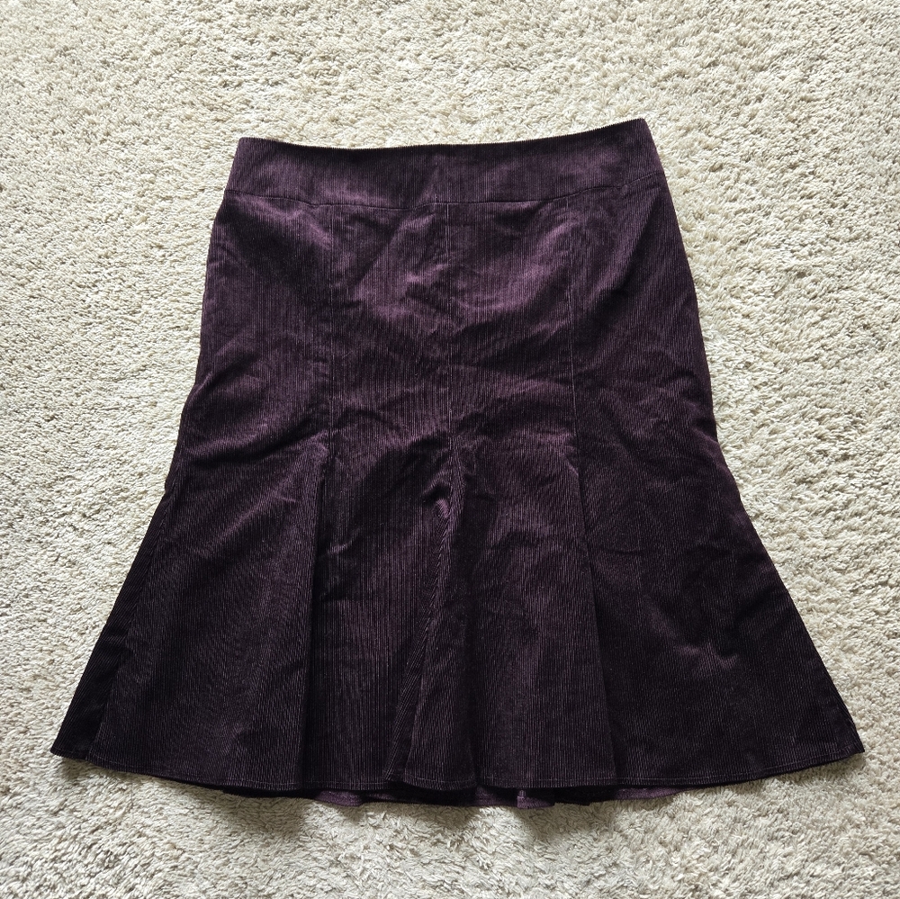 David Meister Corduroy Skirt Womens 12 Dark Burgundy